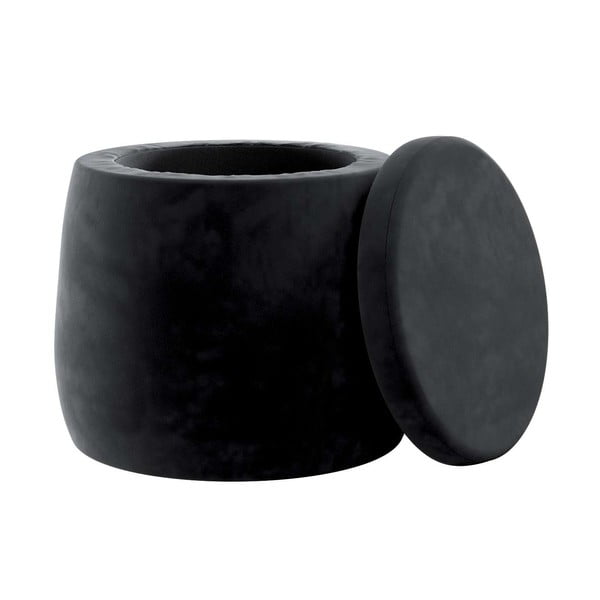 Puf de copii negru cu tapițerie din catifea Posh Velvet – Yellow Tipi-image-1