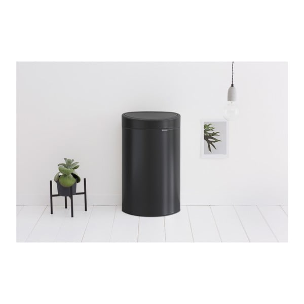 Coș de gunoi negru mat cu senzori de atingere din oțel 40 l Touch Bin – Brabantia-image-1