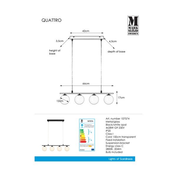 Lustră Markslöjd Quattro, negru-image-2