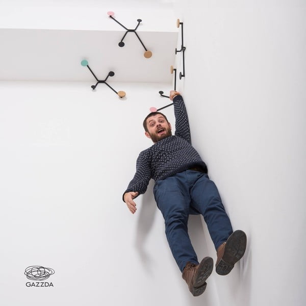 Cuier negru de perete, colț exterior, Gazzda Hook, detaliu verde mentolat-image-3