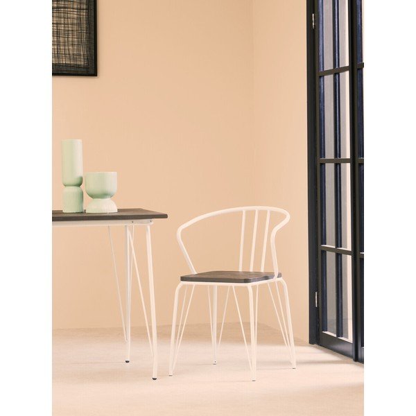 Scaun de dining alb/în culoare naturală din lemn de ulm District – Premier Housewares-image-1
