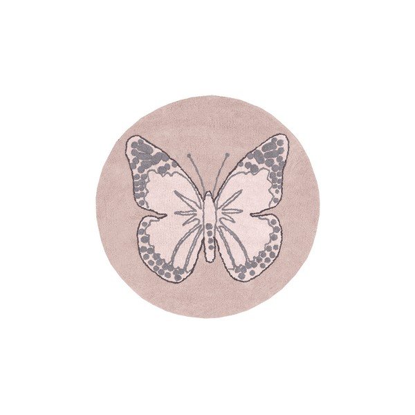 Covor pentru copii roz lavabil/țesut manual din bumbac ø160 cm Mariposa – Lorena Canals