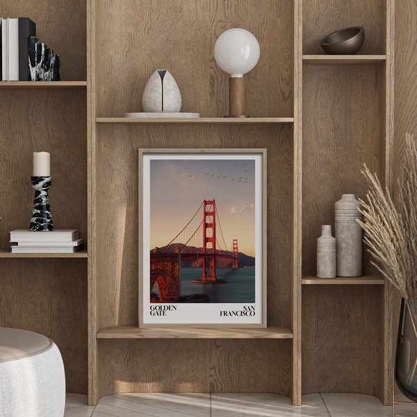 Tablou cu ramă imprimat 50x70 cm Golden Gate – Styler-image-1
