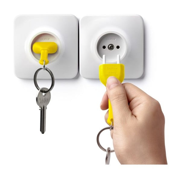 Cuier pentru chei cu breloc Qualy&CO Unplug, galben