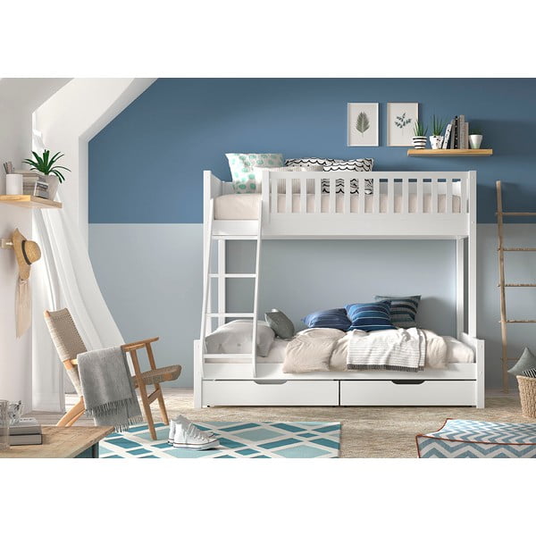 Pat pentru copii supraetajat alb 140x200/90x200 cm Scott - Vipack-image-4