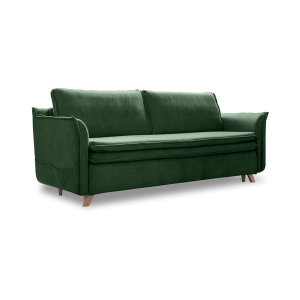 Canapea verde extensibilă cu tapițerie din catifea 225 cm Charming Charlie – Miuform
