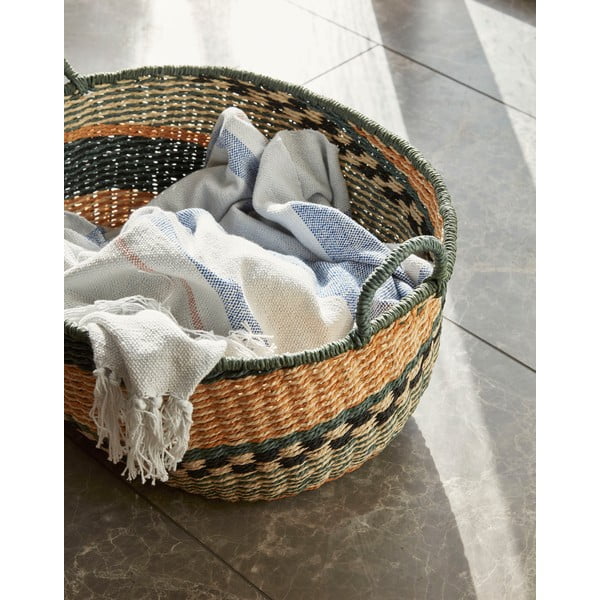 Pled din bumbac Hübsch Dream, 140 x 200 cm, albastru - bej-image-3