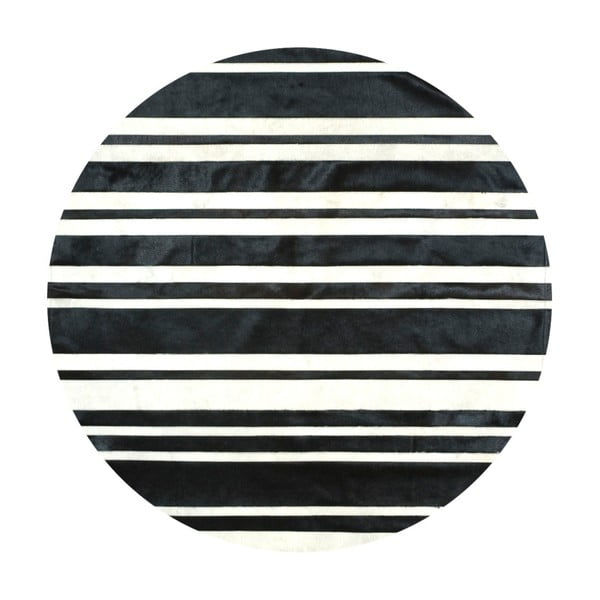 Covor din piele naturală Pipsa Stripes, ⌀ 160 cm, alb - negru