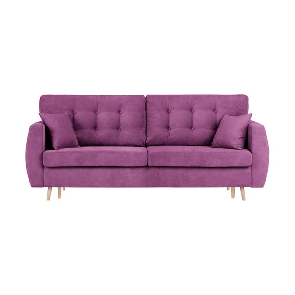 Canapea extensibilă cu 3 locuri și spațiu pentru depozitare Cosmopolitan design Amsterdam, 231 x 98 x 95 cm, mov