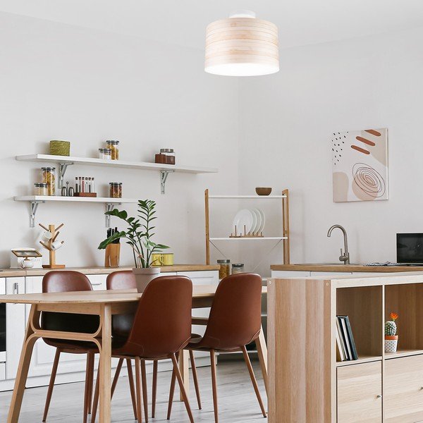 Plafonieră maro deschis cu abajur textil ø 35 cm Print – LAMKUR-image-2