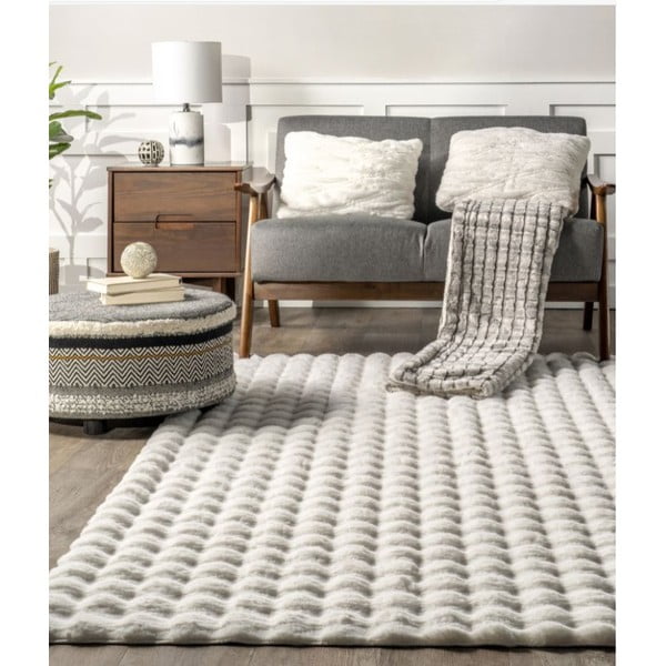 Covor alb lavabil 150x230 cm Bubble White – Mila Home-image-3