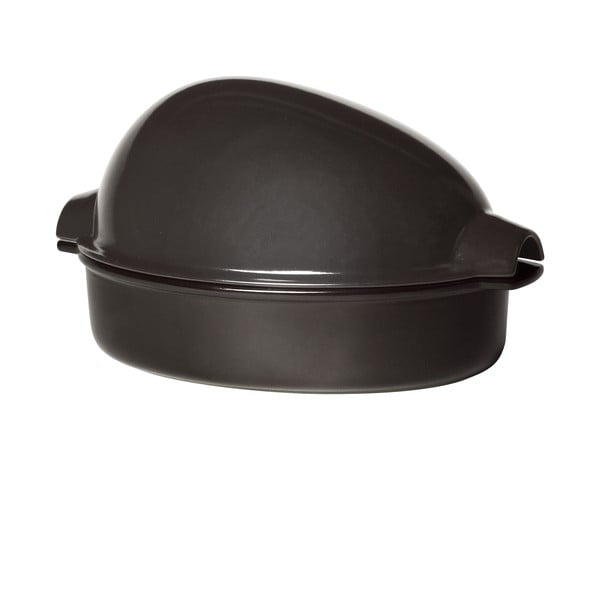 Rotisor din ceramică pentru pui Emile Henry, 41,5 x 27,5 cm, negru piper