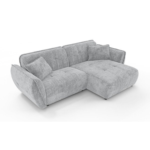 Colțar gri deschis cu tapițerie din chenille (cu colț pe partea dreaptă/cu șezlong) Nelia – Ropez-image-2