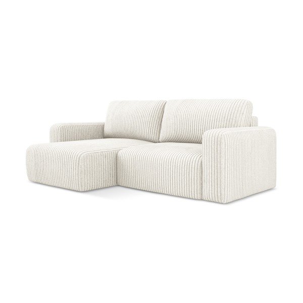 Colțar crem extensibil/cu spațiu de depozitare cu tapițerie din catifea reiată  (cu colț pe partea stângă/cu șezlong) Kona – Makamii-image-2