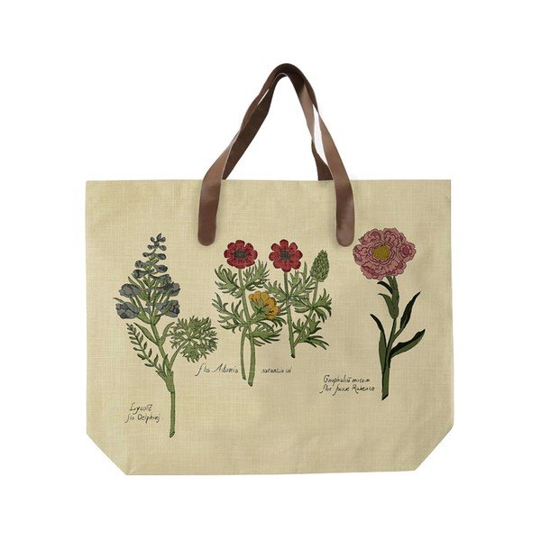 Geantă din pânză cu mâner din imitație de piele Surdic Flowers-image-1
