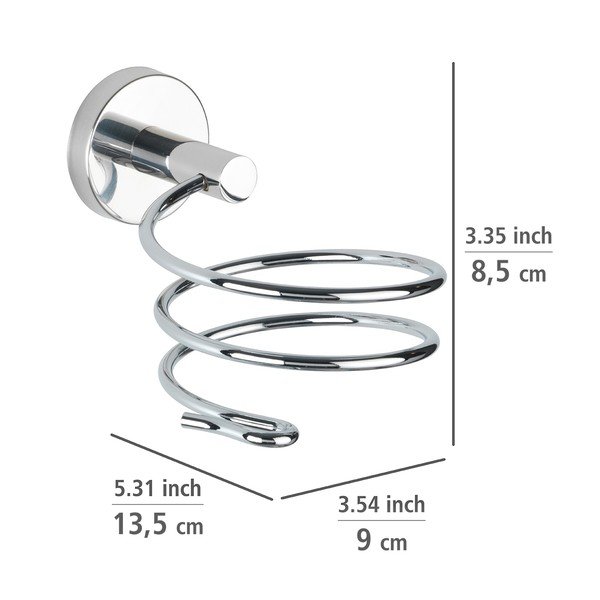 Suport pentru uscătorul de păr argintiu lucios de montat pe perete din oțel inoxidabil Bosio – Wenko-image-1