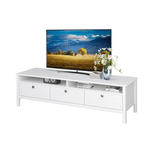 Masă TV cu 3 sertare Støraa Norup, alb-image-2
