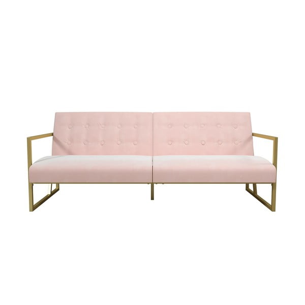 Canapea extensibilă cu suprafață catifelată CosmoLiving by Cosmopolitan Lexington, roz