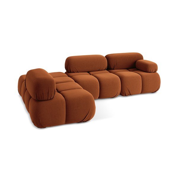 Colțar modular portocaliu cu tapițerie din catifea (cu colț pe partea stângă) Lokua – Makamii-image-4