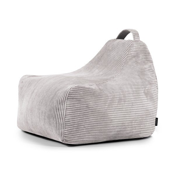 Fotoliu puf pentru copii gri deschis cu tapițerie din catifea reiată Game Amuse – SLOWDOWN