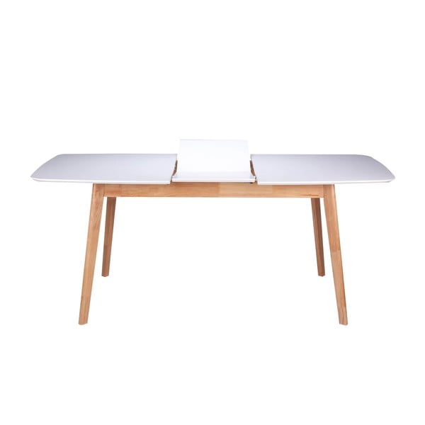Masă cu baza din lemn de cauciuc sømcasa Enma, lungime 120 cm, alb-image-2
