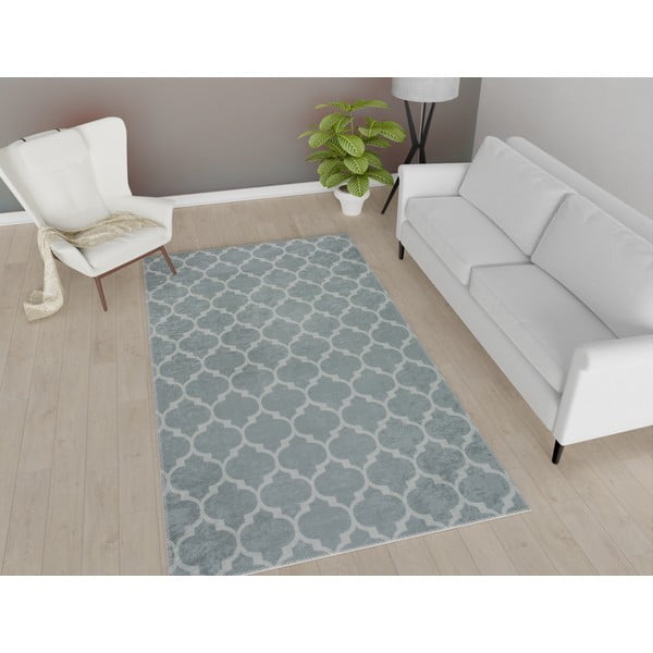 Covor tip traversă gri deschis/crem lavabil  200x80 cm - Vitaus-image-1