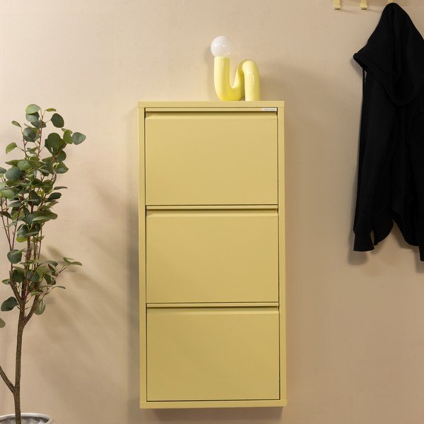 Pantofar galben deschis cu deschidere înclinată/suspendat din oțel 50x103x15 cm Billy – Spinder Design-image-1