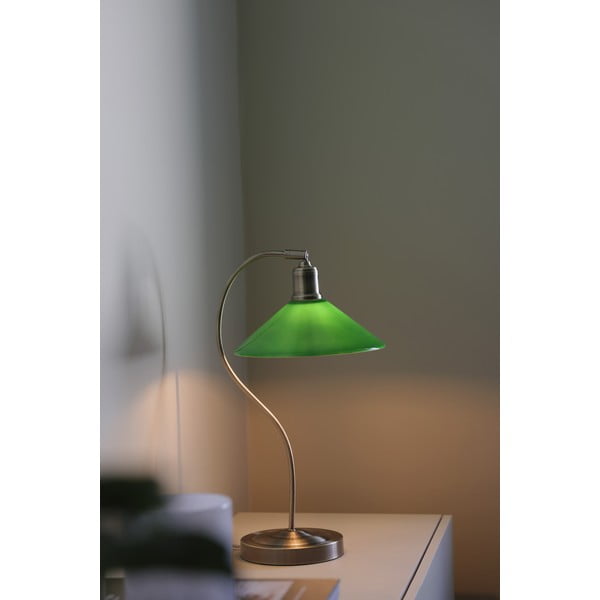 Veioză verde/alămie cu abajur din sticlă (înălțime 49 cm) Vela – Markslöjd-image-1