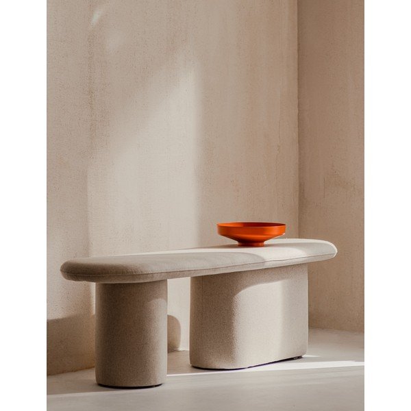 Bancă bej capitonată cu tapițerie din lână Rull – noo.ma-image-1