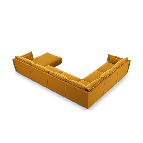 Colțar galben muștar cu tapițerie din catifea (cu colț pe partea stângă, în formă de "U") Vanda – Mazzini Sofas-image-3