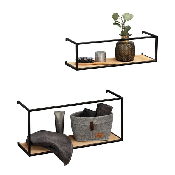 Set 2 rafturi din pin cu construcție metalică neagră Wenko Pieces, lungime 55 cm-image-4