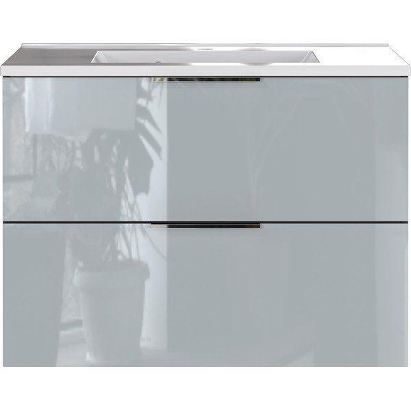 Dulap cu chiuvetă gri suspendat cu aspect lucios 81x61 cm Vasio – Germania-image-4