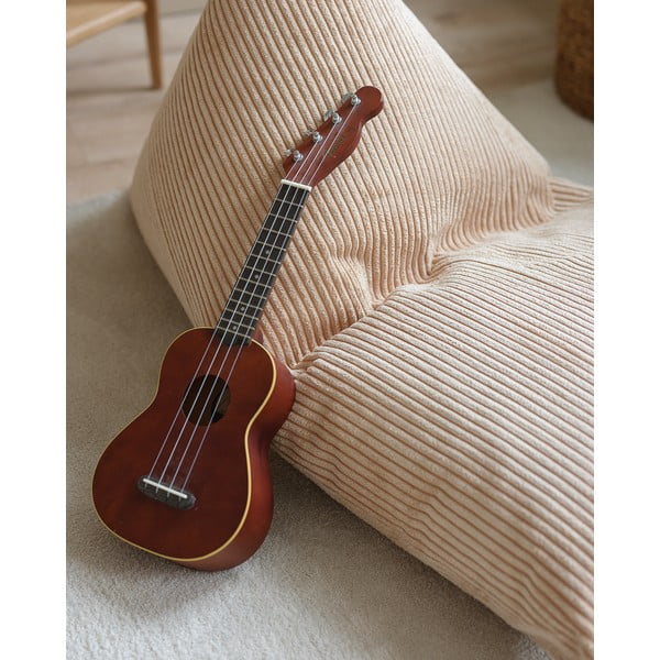 Fotoliu puf pentru copii maro deschis cu tapițerie din catifea reiată Big Lounger – Wigiwama-image-2