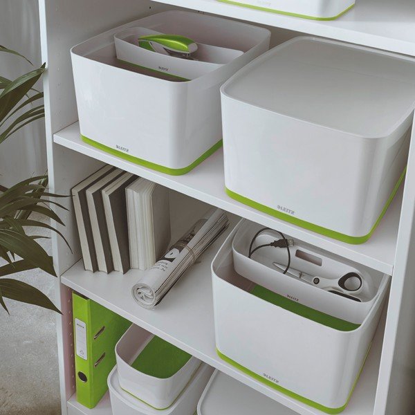 Cutie de depozitare din plastic alb-verde cu capac MyBox - Leitz-image-1