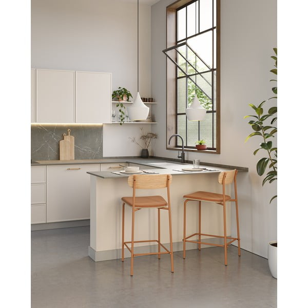 Scaune de bar roșii/în culoare naturală 2 buc. (înălțime șezut 66 cm) Adriana – Marckeric-image-1