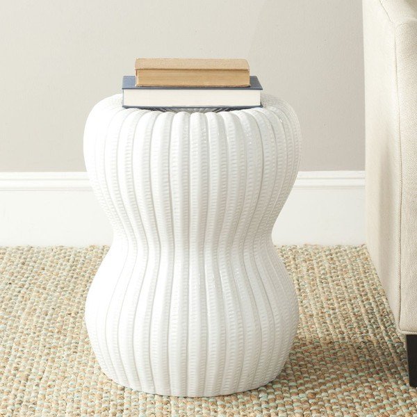Măsuță din ceramică adecvată pentru exterior Safavieh Majorca, ø 40 cm, alb-image-1