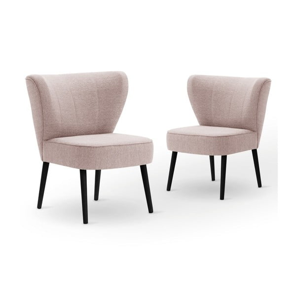 Set 2 scaune cu picioare negre My Pop Design Adami, roz deschis