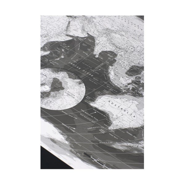 Harta lumii în husă transparentă Monochrome World Map, 130 x 72 cm-image-1