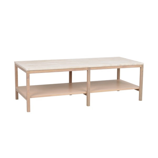 Măsuță de cafea albă/în culoare naturală cu blat din piatră 140x60 cm Orwel - Rowico-image-3