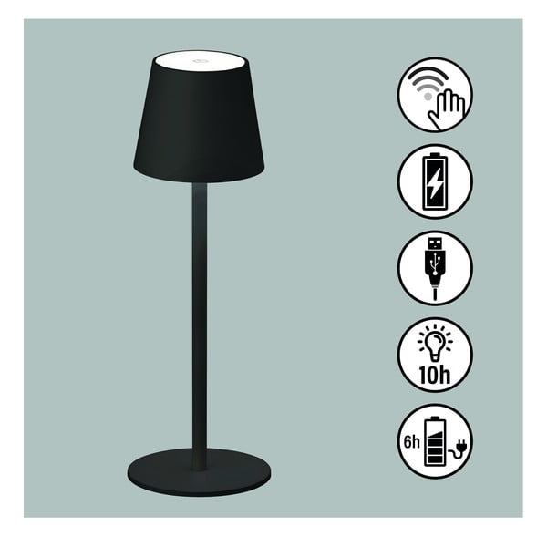 Veioză neagră LED cu intensitate reglabilă/cu senzor de mișcare cu abajur din metal (înălțime 38 cm) Tropea – Fischer & Honsel-image-2