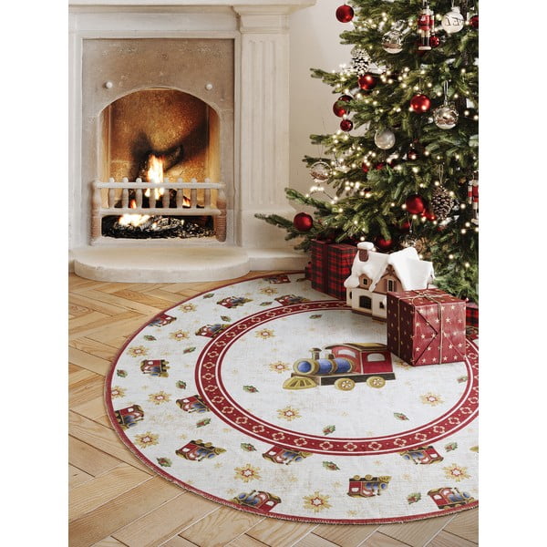 Covor roșu rotund ø 160 cm  cu model de Crăciun Toy's Delight Train – Villeroy&Boch-image-1