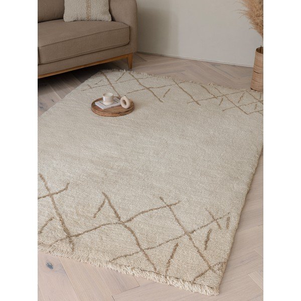 Covor crem lavabil, țesut manual din lână 160x230 cm Azera Crosshatch – Asiatic Carpets-image-3