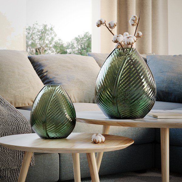 Vază verde din sticlă (înălțime 22 cm) Terrassa – AmeliaHome-image-1