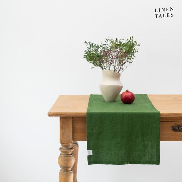 Napron de masă din in 40x150 cm True Green – Linen Tales