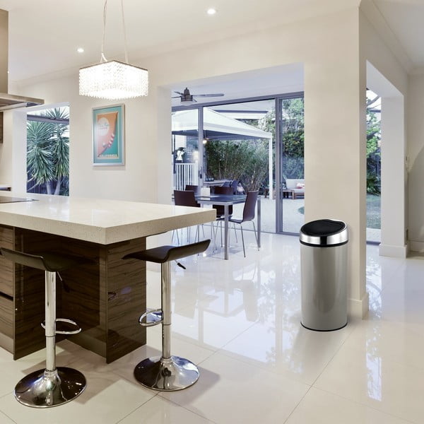 Coș de gunoi taupe cu senzori de atingere din oțel 30 l – MSV-image-1