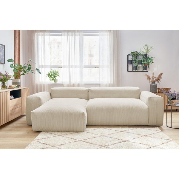 Colțar din catifea reiată bej (colț stânga) Lafayette - Bobochic Paris-image-1
