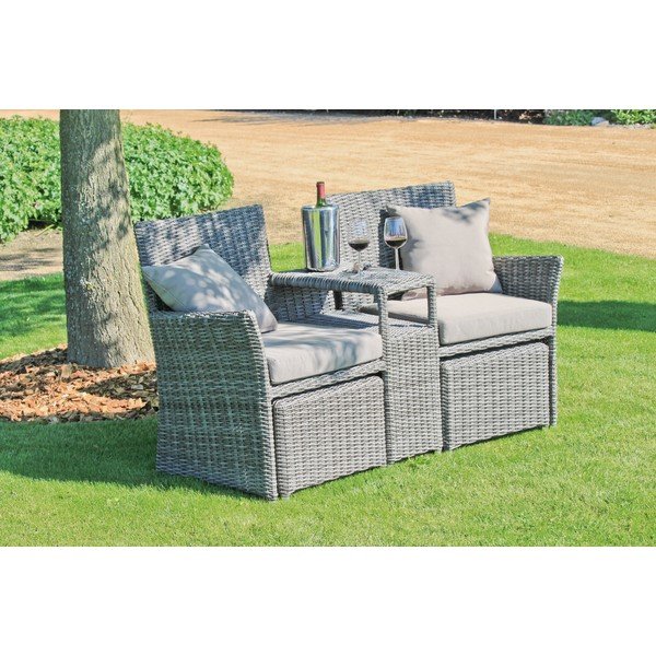 Set mobilier de grădină gri din ratan artificial pentru 2 persoane Calgary – Garden Pleasure-image-2