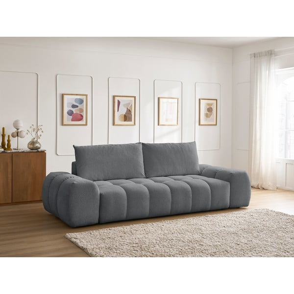 Canapea gri închis extensibilă/cu spațiu de depozitare cu tapițerie din chenille 278 cm Everest – Bobochic Paris-image-1