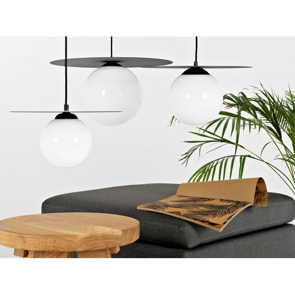 Lustră neagră cu abajur din sticlă ø 40 cm Skiva Ball – CustomForm-image-1