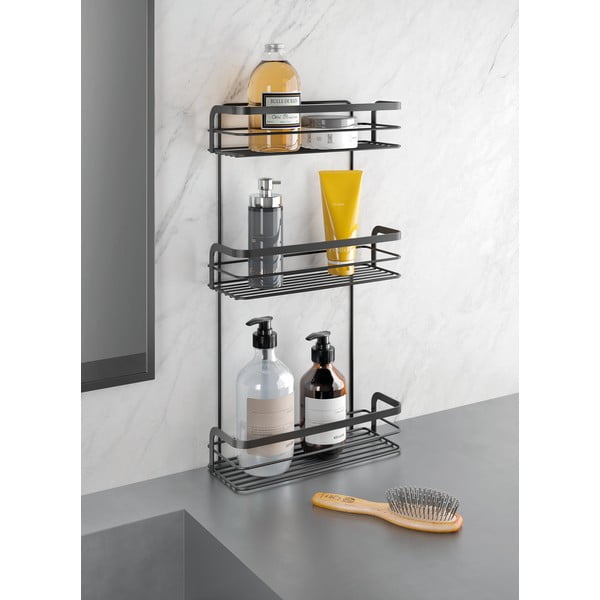 Raft de baie cu trei nivele Metaltex Origin, negru-image-1